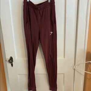 Gymshark Maroon Joggers with Logo